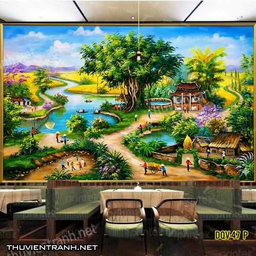 Tranh dán tường Đổng quê, Quê hương, Làng Quê Việt - -DQV-47 P - Tranh tường chất lượng cao